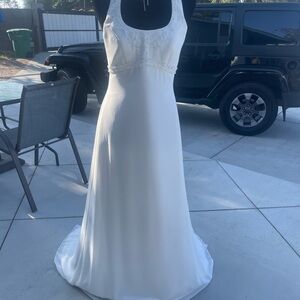 Ivory chiffon halter wedding dress